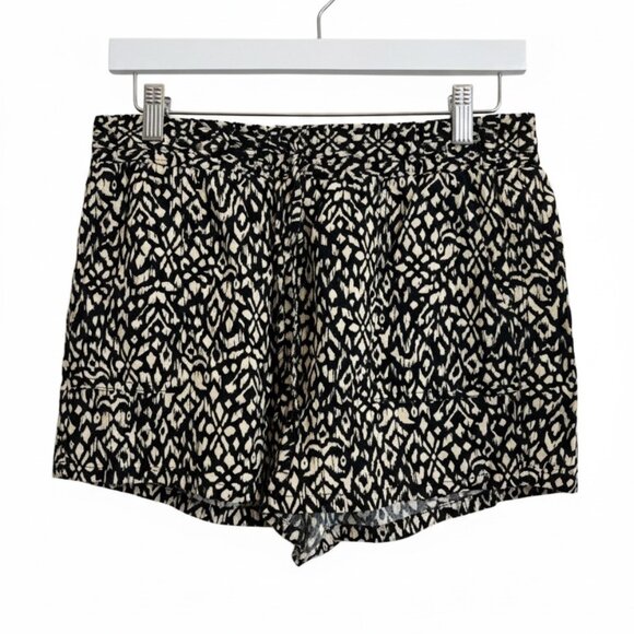 Joe B High Waist Culotte Shorts Black Beige Abstract Print Juniors Sz L Pockets - Picture 3 of 5